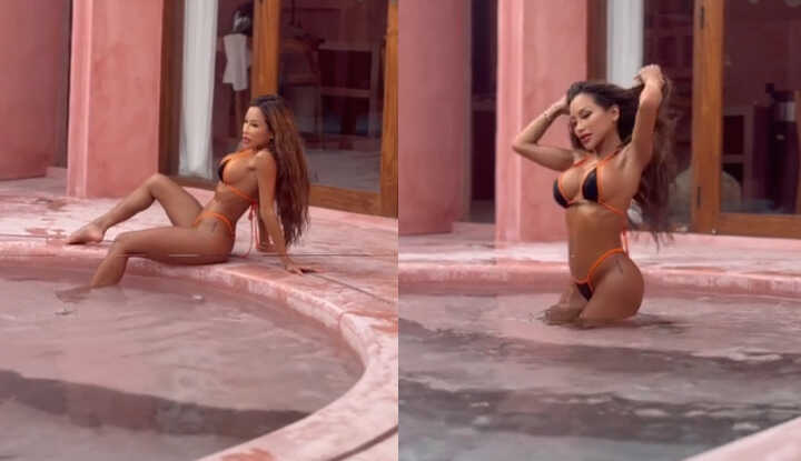 CJ Miles - Poolside sexy beauty, fiery huge tits about to burst out of her swimsuit Onlyfans video leaked