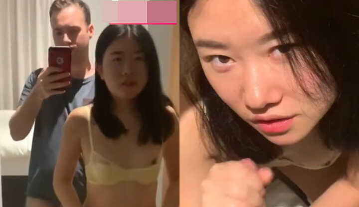 Foreign Exchange Student Hookup Real Footage: Actively Grips and Plays with Foreign Cock, Jerks It in Front of Mirror Before Doggy with Lewd Expression, Rides Dick Letting Him Creampie!